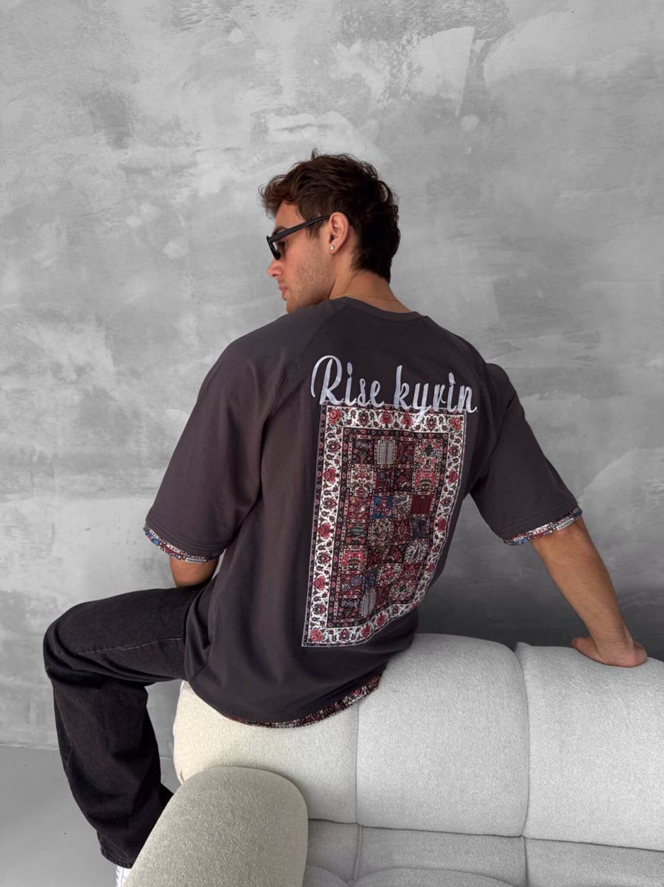 Rise kyrin Graphic Tee - Ethnic Carpet Print Shirt