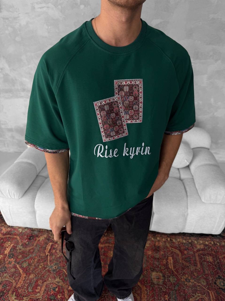 Rise kyrin Graphic Tee - Ethnic Carpet Print Shirt