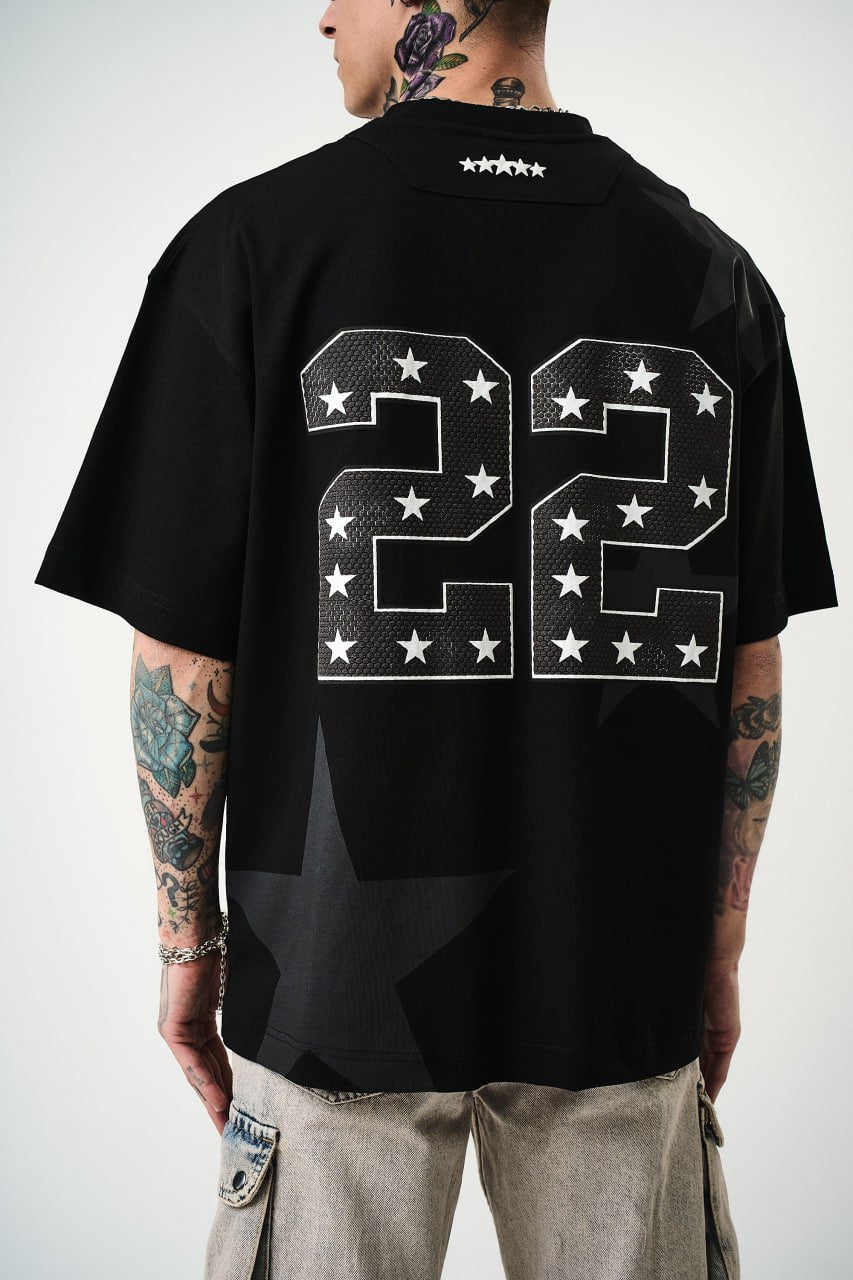 Men's Oversize 'STARZ / 22' Graphic T-Shirt - Streetwear Star Print Tee