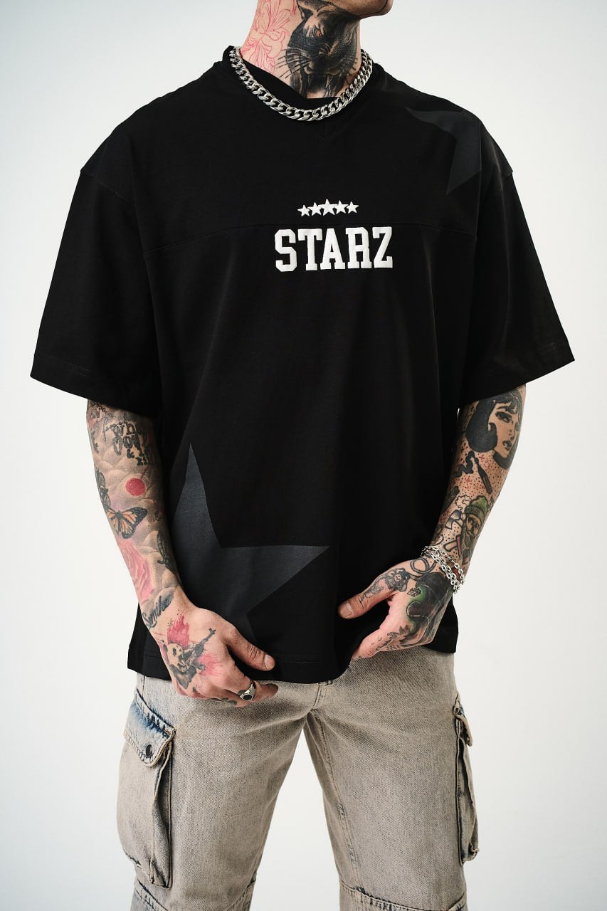 Men's Oversize 'STARZ / 22' Graphic T-Shirt - Streetwear Star Print Tee