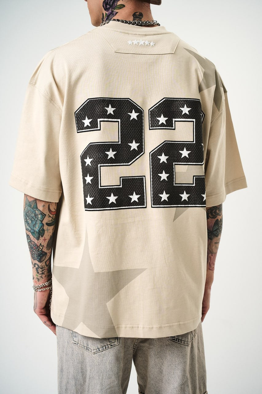 Men's Oversize 'STARZ / 22' Graphic T-Shirt - Streetwear Star Print Tee