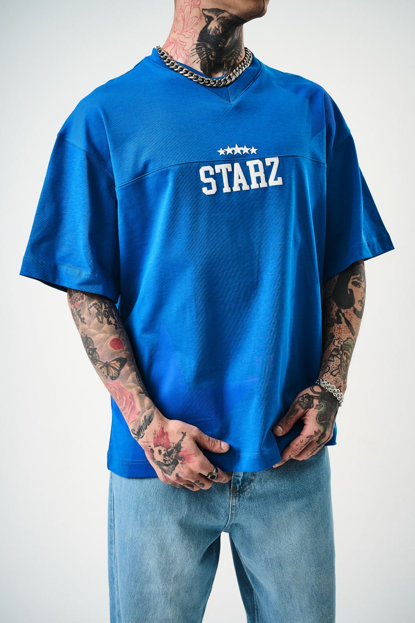 Men's Oversize 'STARZ / 22' Graphic T-Shirt - Streetwear Star Print Tee
