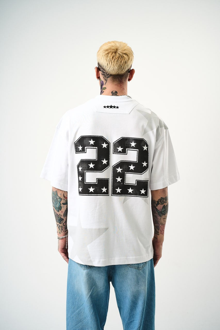 Men's Oversize 'STARZ / 22' Graphic T-Shirt - Streetwear Star Print Tee
