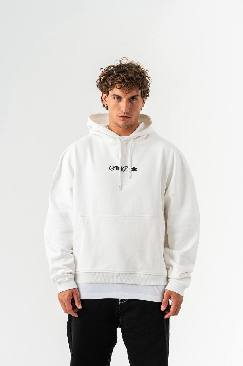 Silent Hustle Oversized Motivational Quote Hoodie