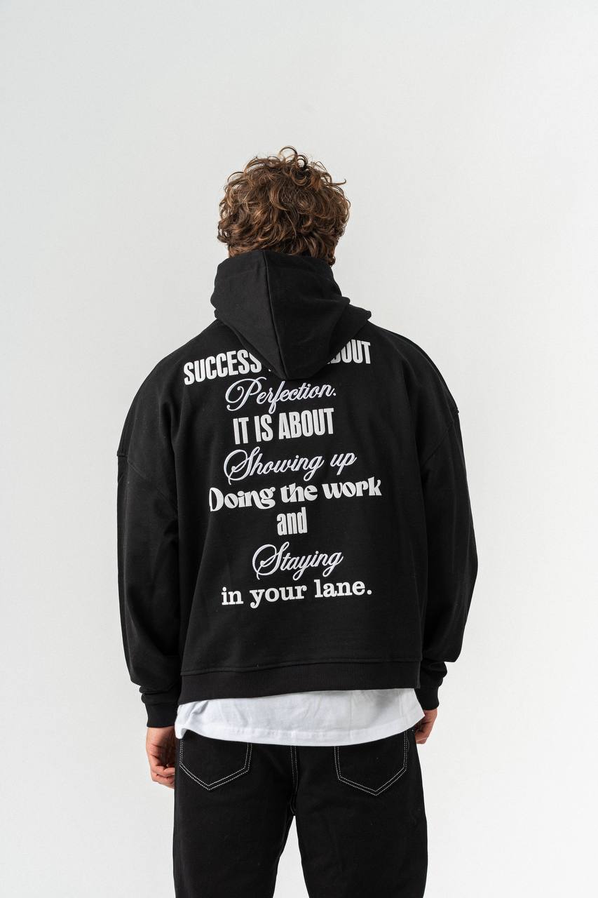 Silent Hustle Oversized Motivational Quote Hoodie