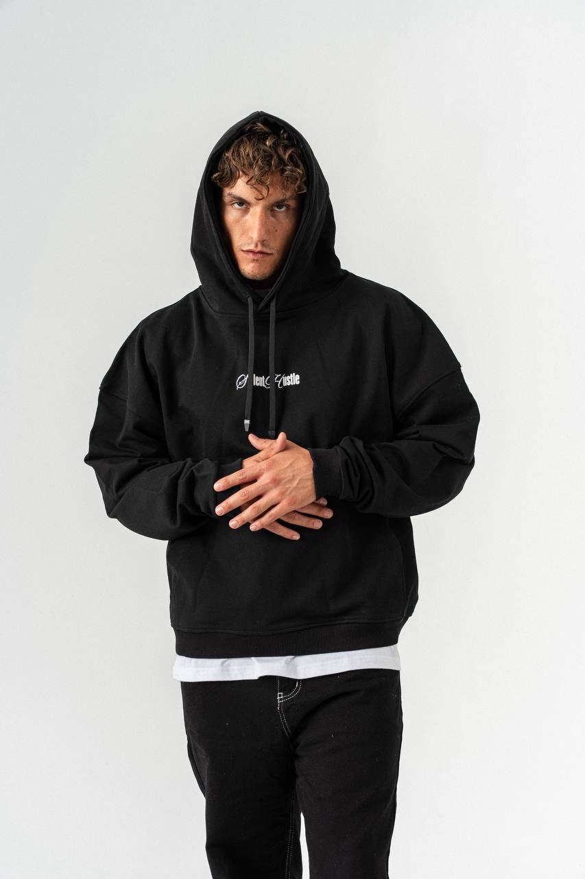 Silent Hustle Oversized Motivational Quote Hoodie