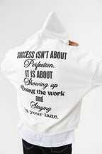 Silent Hustle Oversized Motivational Quote Hoodie