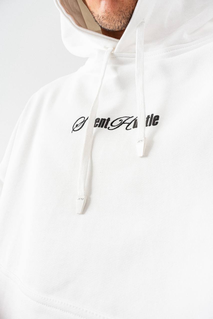 Silent Hustle Oversized Motivational Quote Hoodie