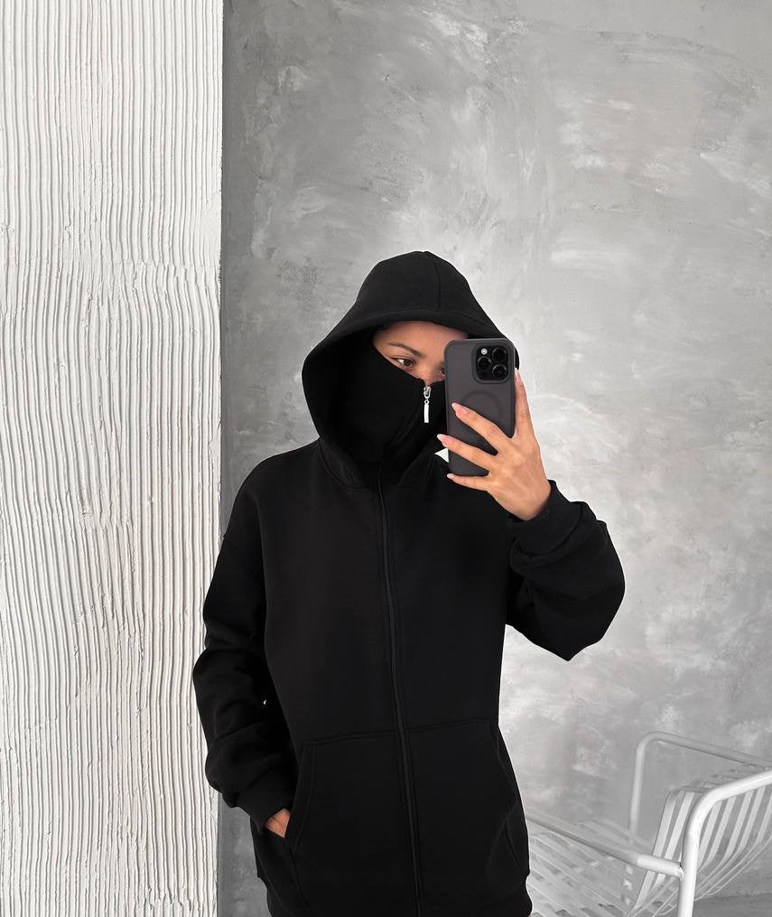 Snow Mask Oversized Hoodie - Cozy and Practical Sweatshirt with Pockets