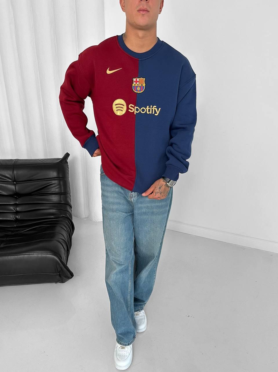 Split Color-Block FC Barcelona "Spotify" Crewneck.