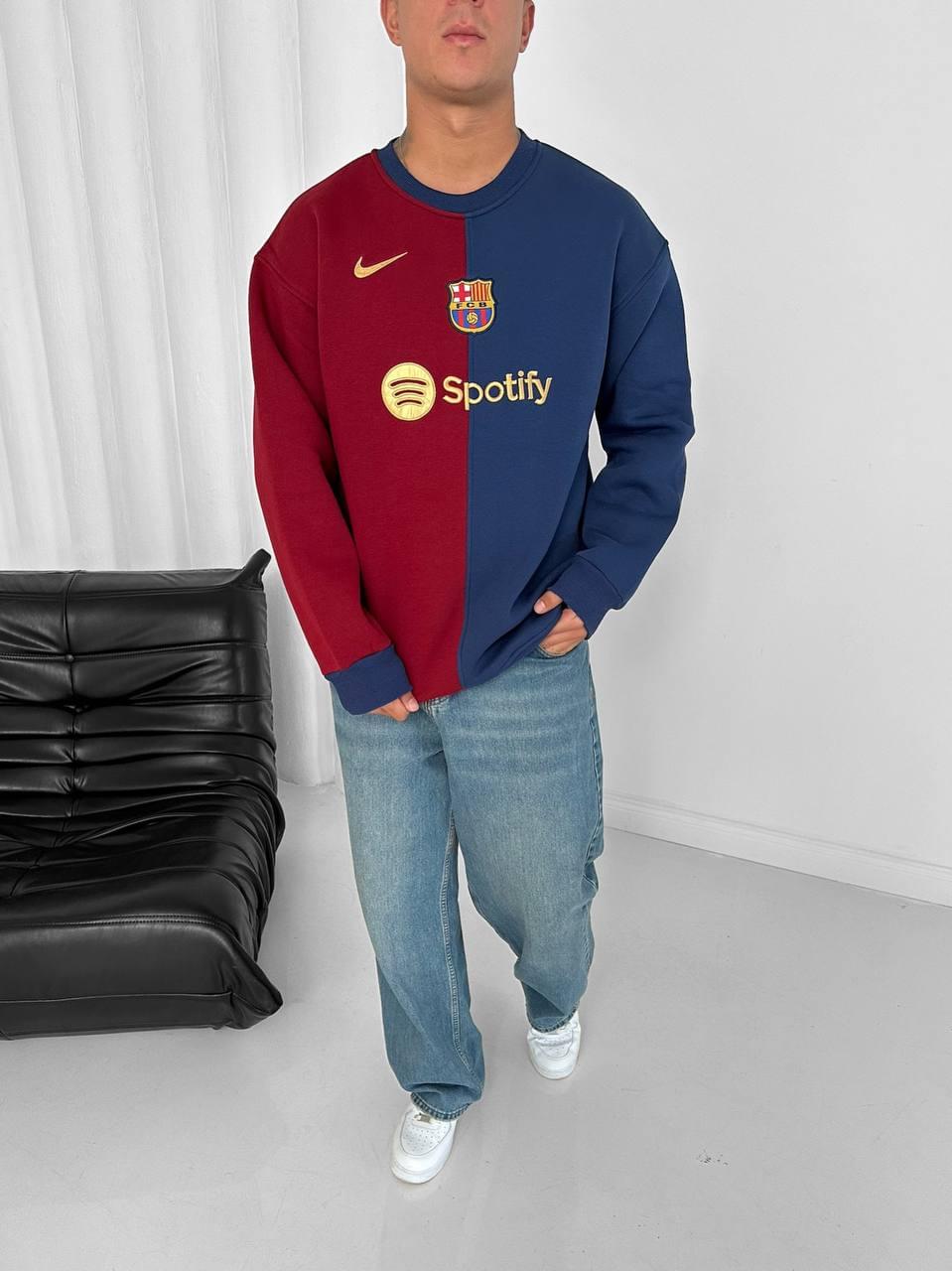 Split Color-Block FC Barcelona "Spotify" Crewneck.