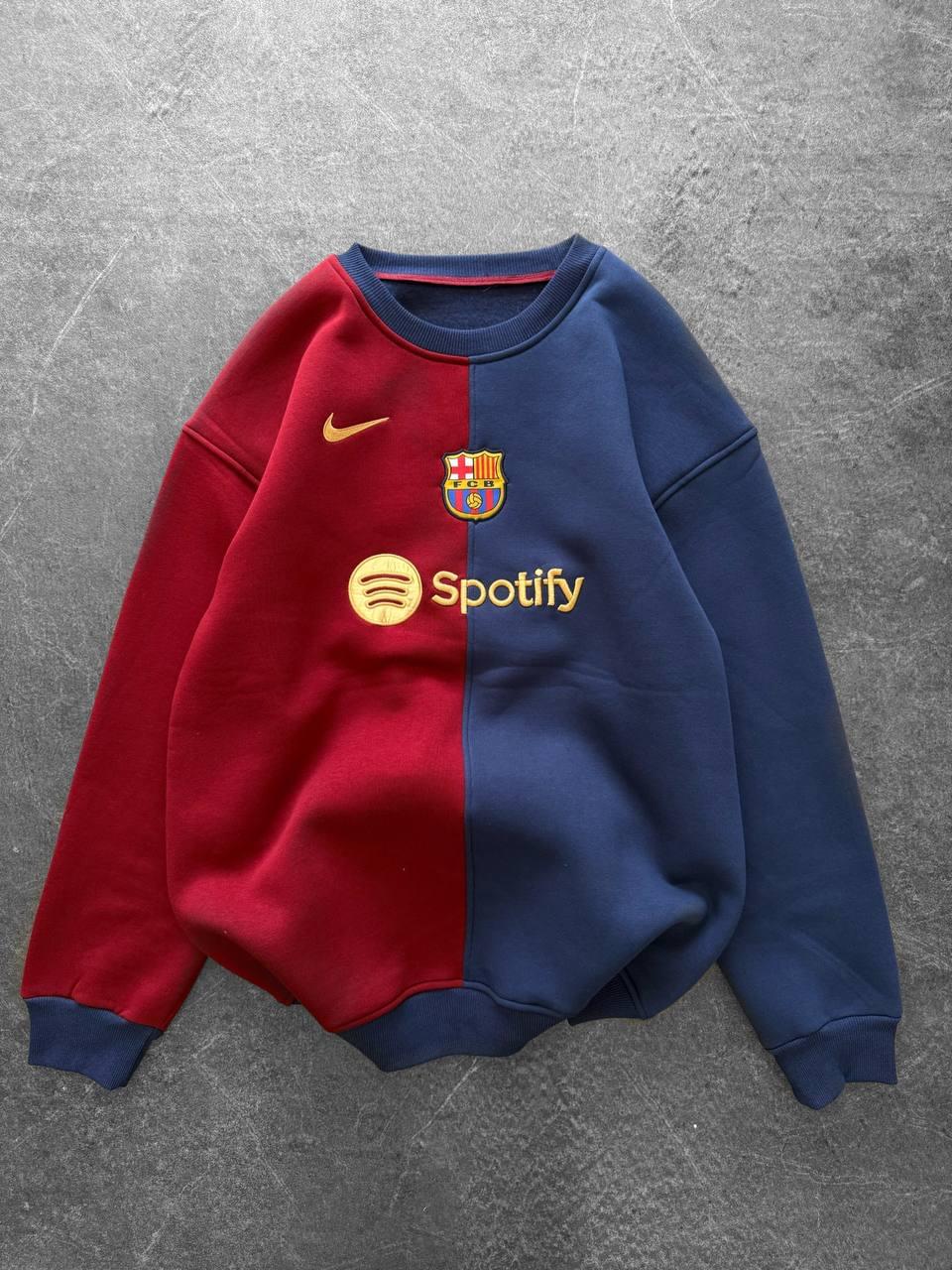 Split Color-Block FC Barcelona "Spotify" Crewneck.