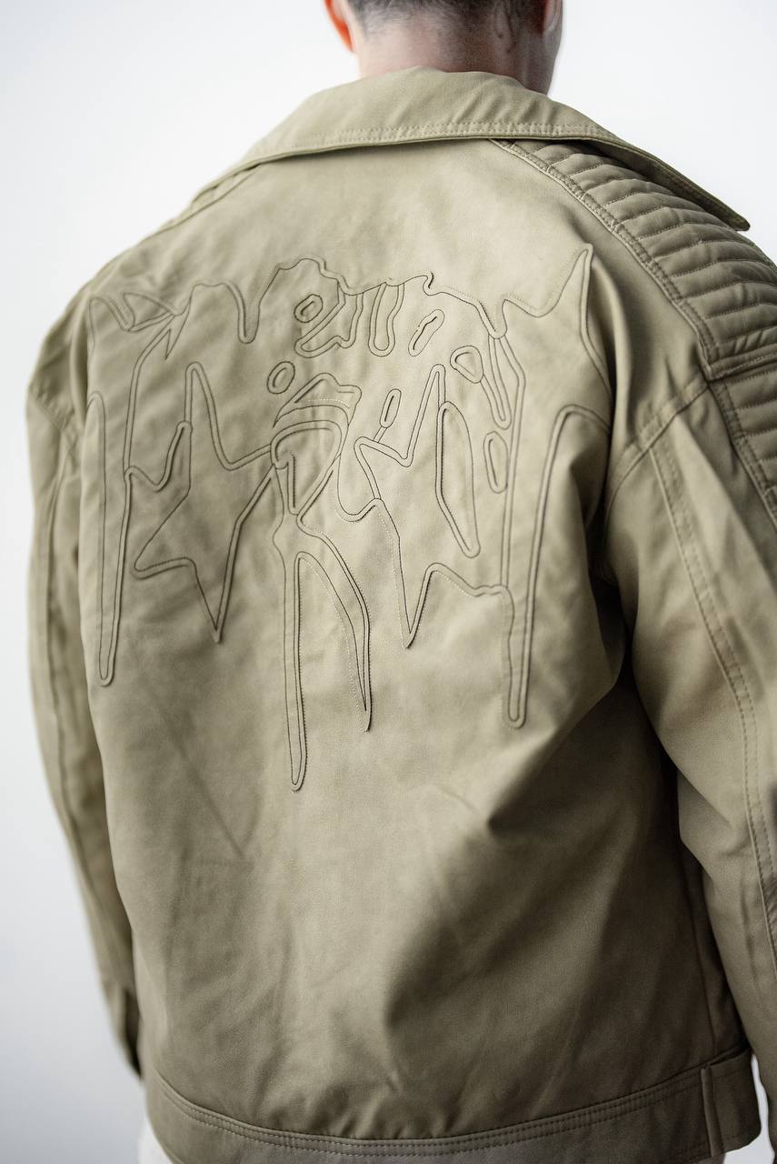 Heavy Cotton 3D Embroidered Jacket – Stone Green