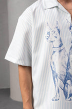 Striped Dog Print Shirt