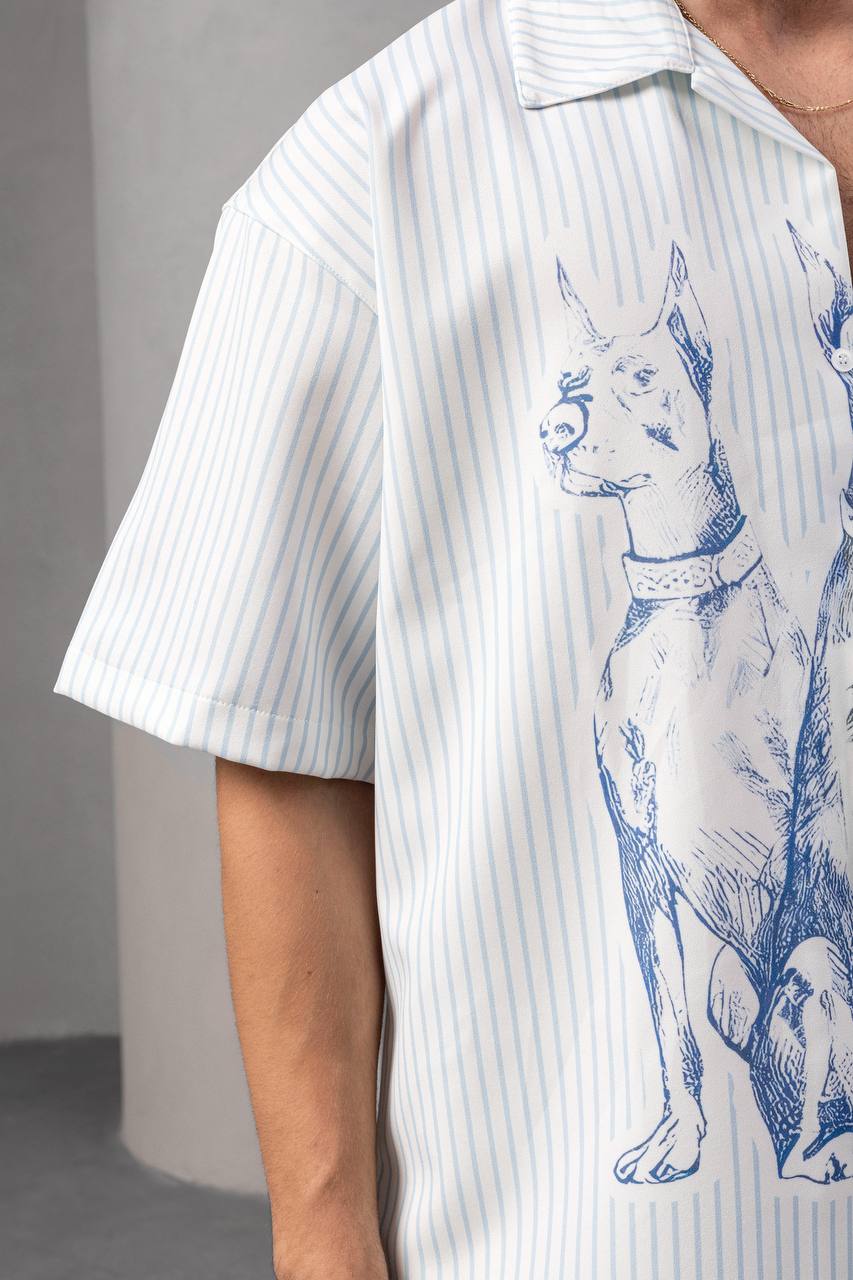 Striped Dog Print Shirt