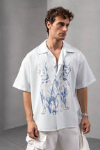 Striped Dog Print Shirt