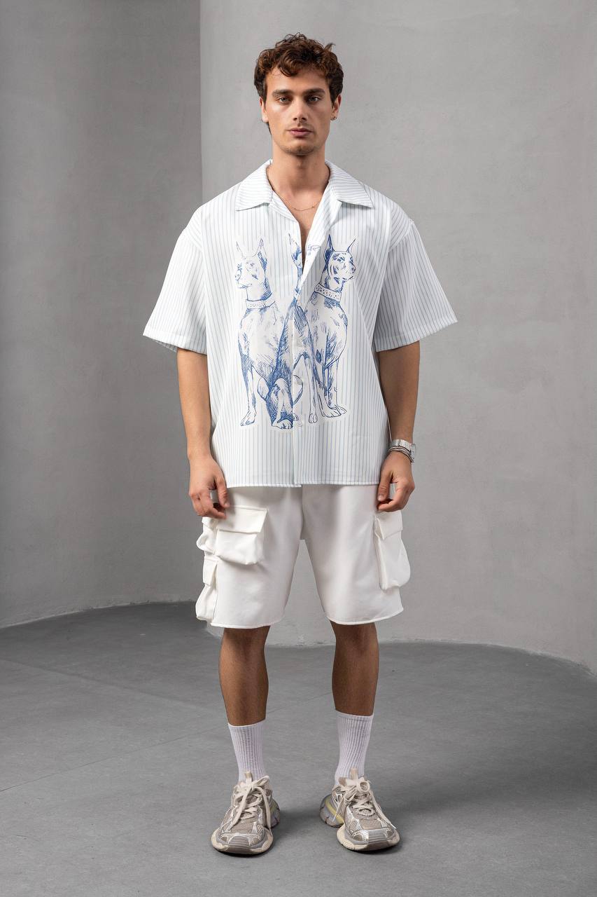 Striped Dog Print Shirt