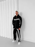 Black structured stripe scuba tracksuit set with white contrast lines – Withinblack blokecore
