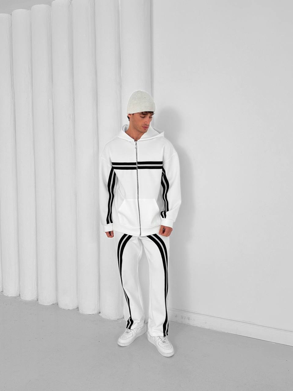 Structured Stripe Tracksuit Set
