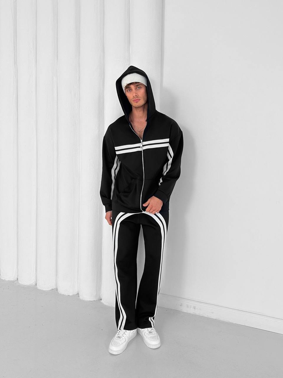 Structured Stripe Tracksuit Set