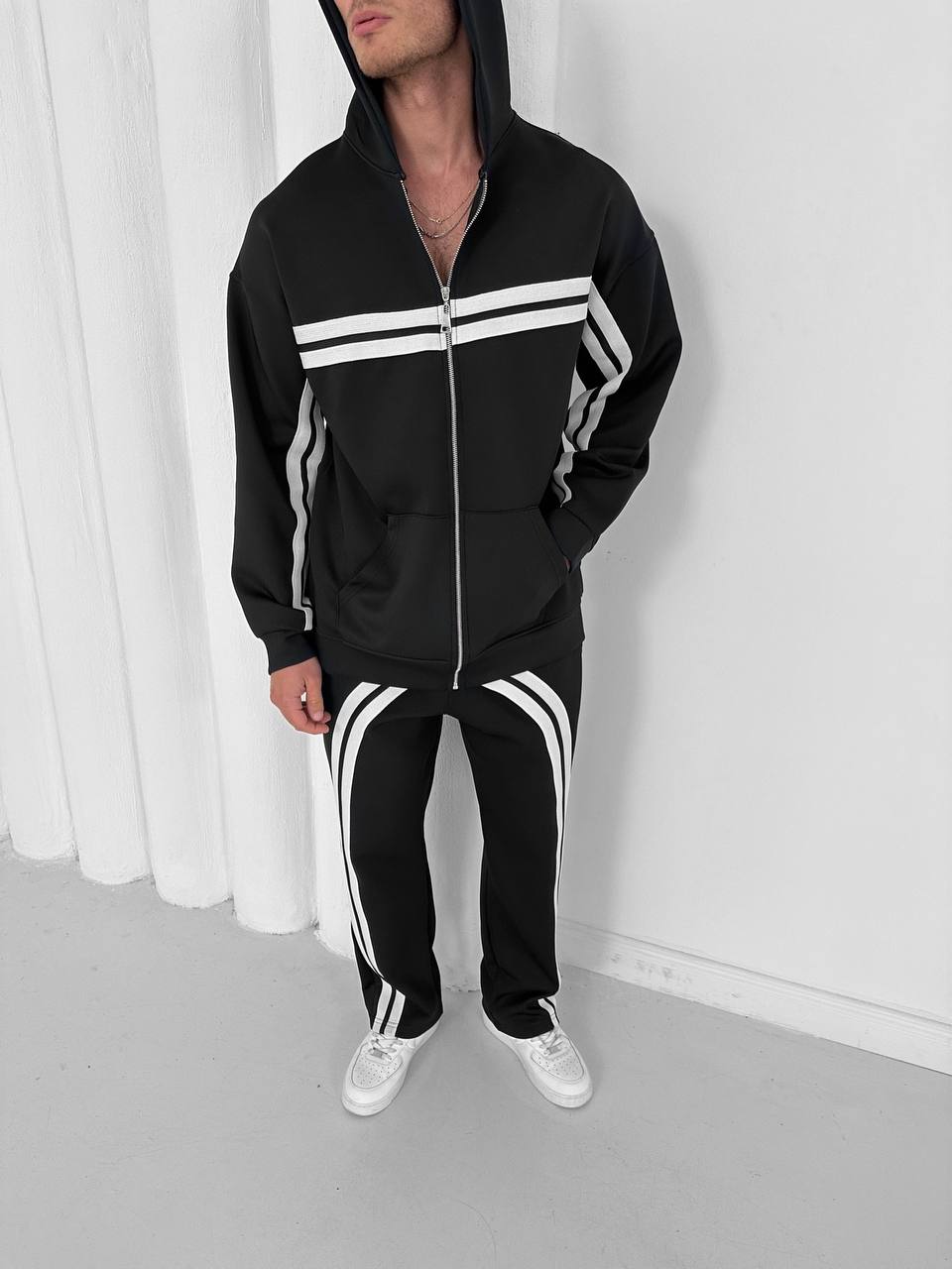 Structured Stripe Tracksuit Set