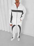 White structured stripe oversized tracksuit set with black details – Withinblack streetwear