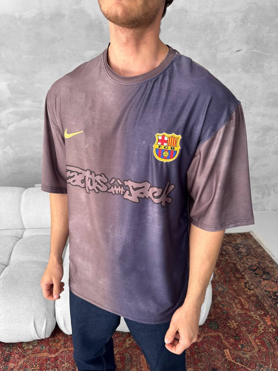 Travis Scott Cactus Jack FC Barcelona Distressed T-Shirt