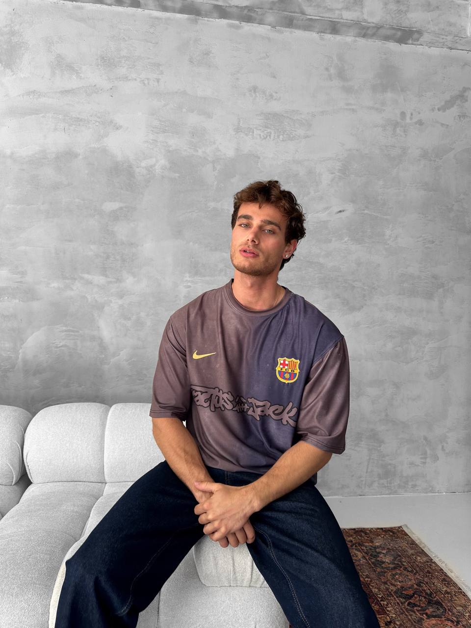 Travis Scott Cactus Jack FC Barcelona Distressed T-Shirt