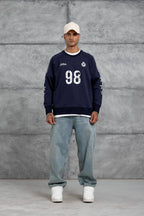 Unisex "98" Distressed Graphic Sweatshirt – Varsity Streetwear Pullover