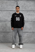 Unisex "98" Distressed Graphic Sweatshirt – Varsity Streetwear Pullover