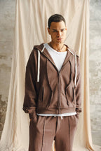 Unisex Raw Seam Fleece Tracksuit Set – Brown