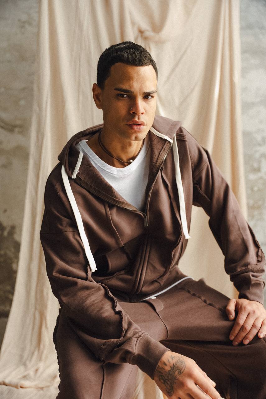 Unisex Raw Seam Fleece Tracksuit Set – Brown