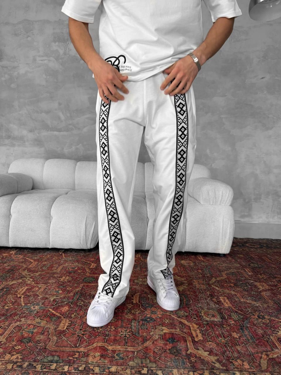 Unisex Cotton Joggers with Side Pattern / Black Streetwear Pants.