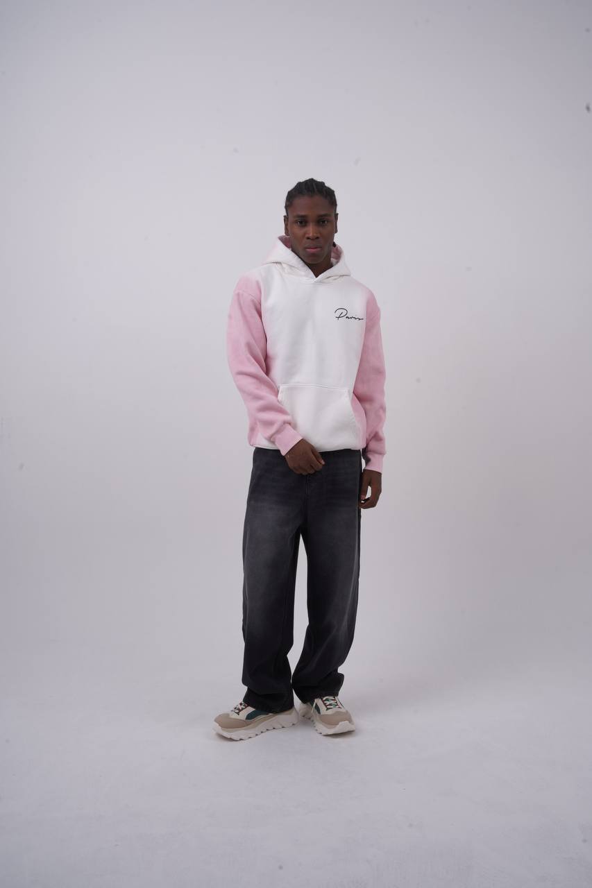 Unisex "Davis" Script Color Block Hoodie – Minimal Oversized Streetwear