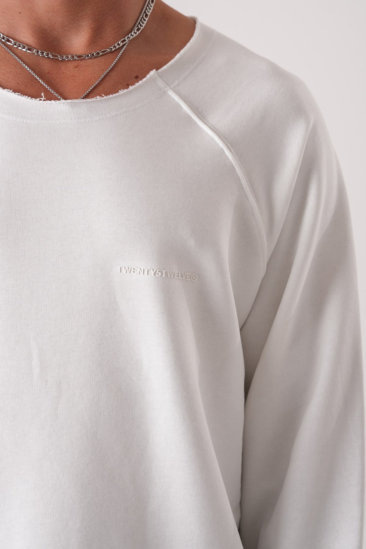 Unisex Oversized Raglan Sweatshirt - Raw Hem Detail