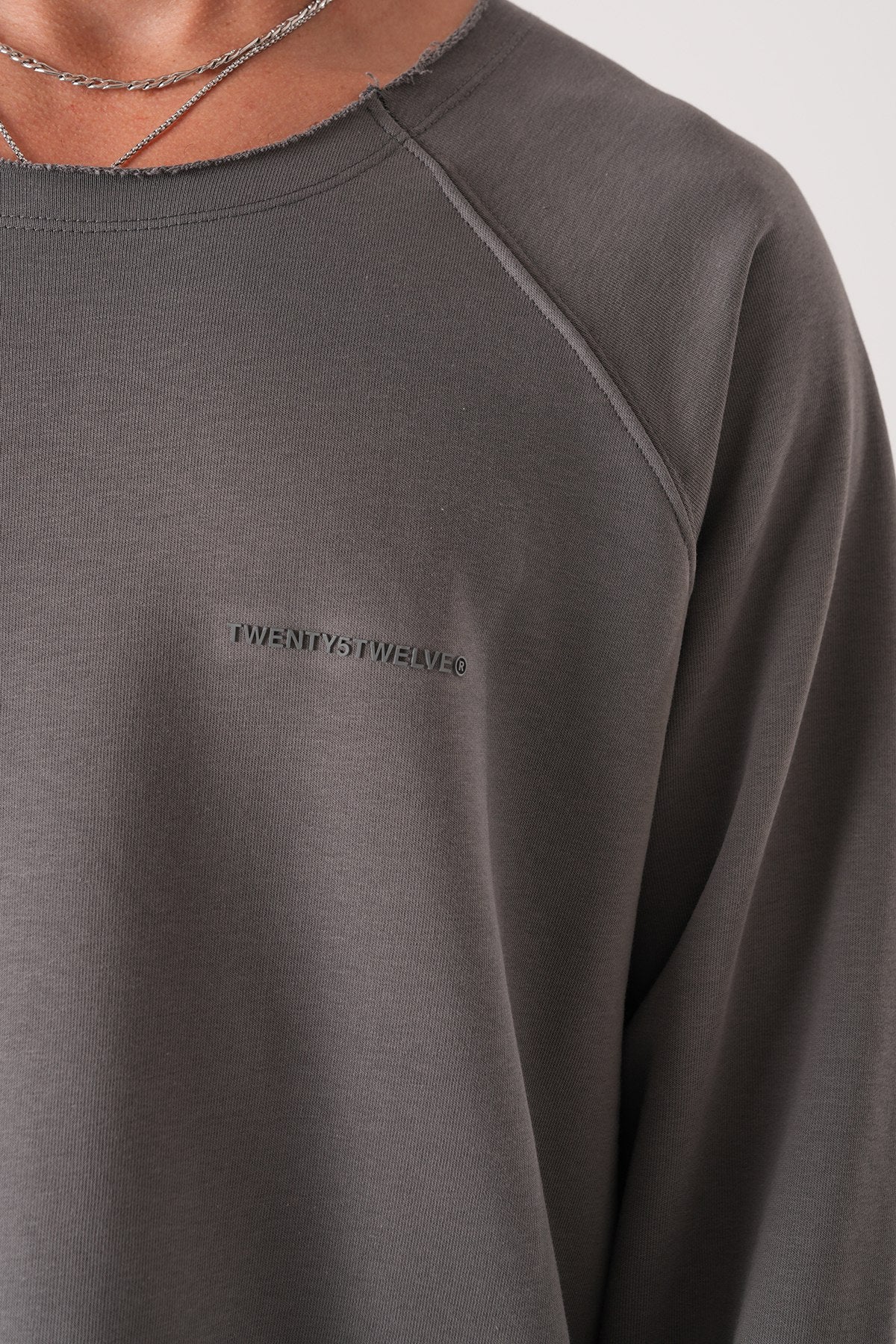 Unisex Oversized Raglan Sweatshirt - Raw Hem Detail