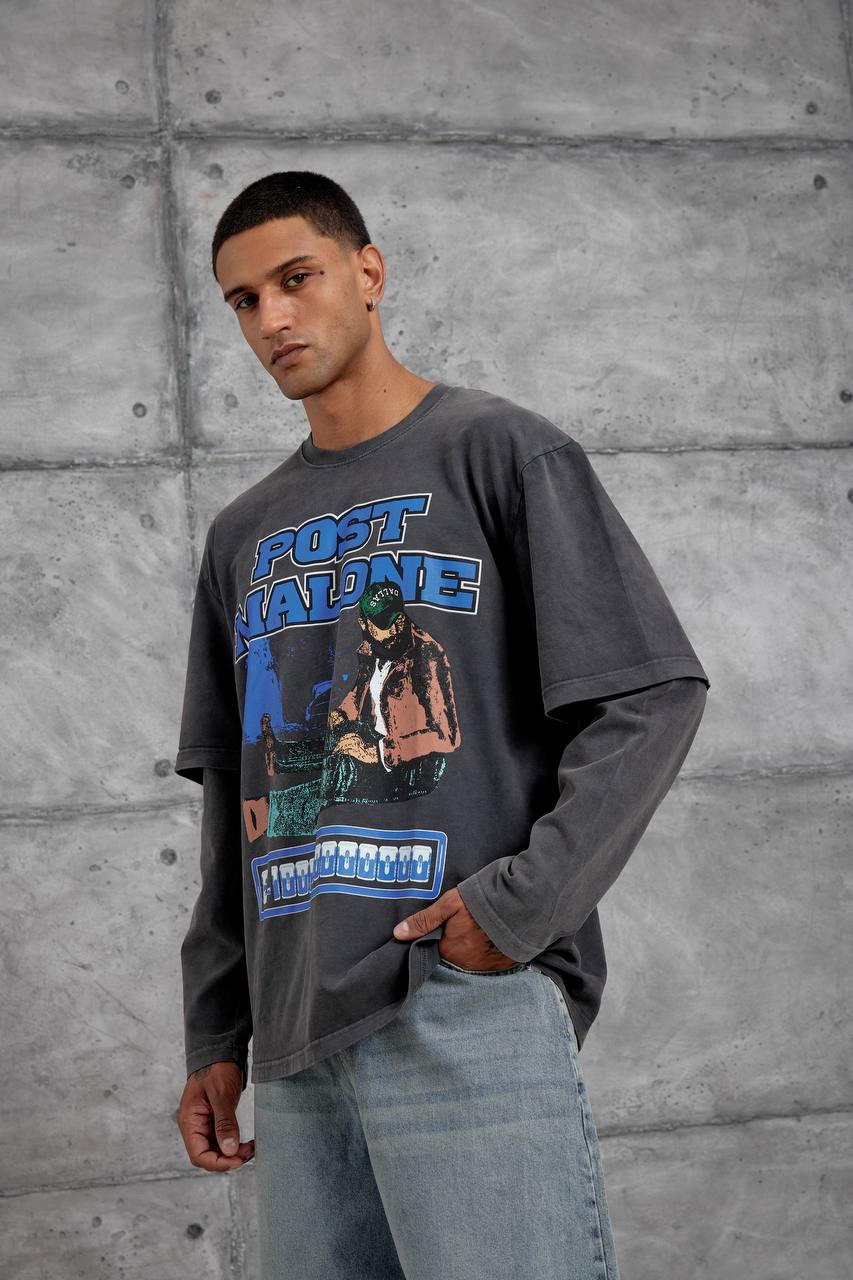 Unisex "Post Malone" Graphic T-Shirt – Layered Oversized Pullover