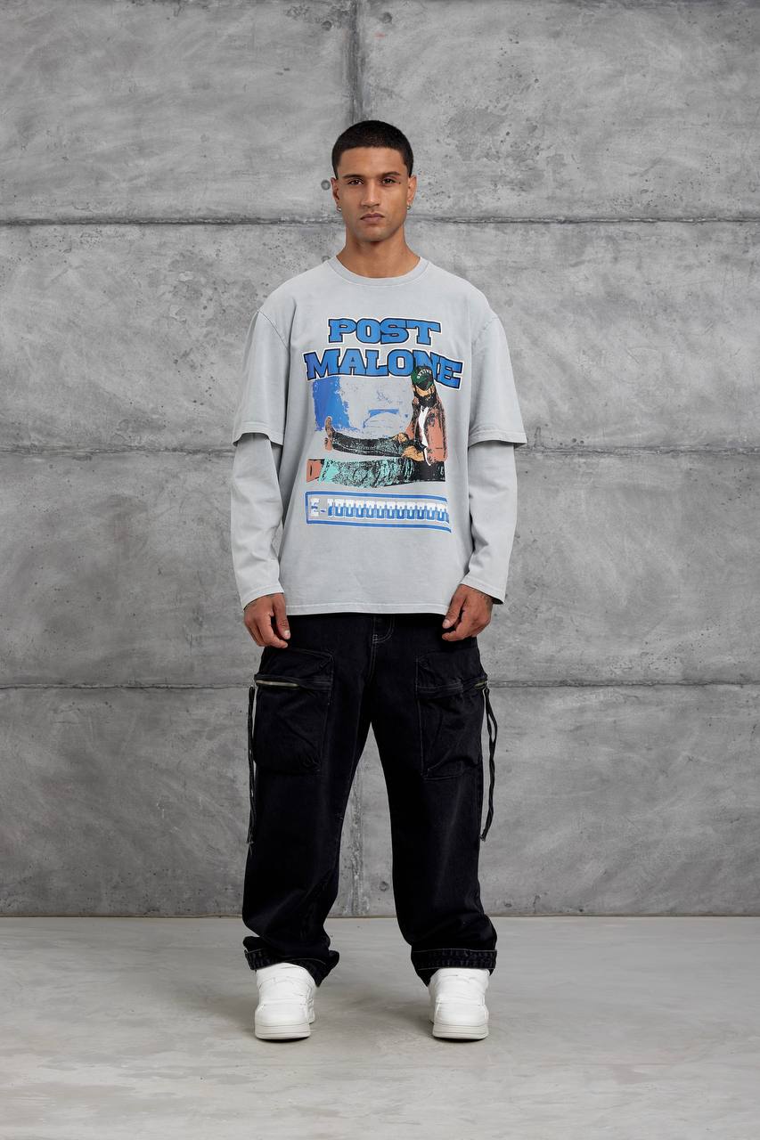 Unisex "Post Malone" Graphic T-Shirt – Layered Oversized Pullover