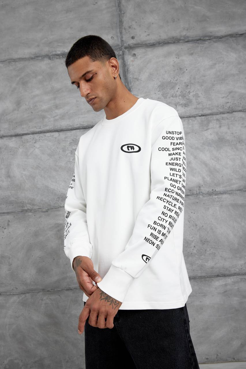 Unisex Text Sleeve Long-Sleeve T-Shirt – Urban Graphic Pullover