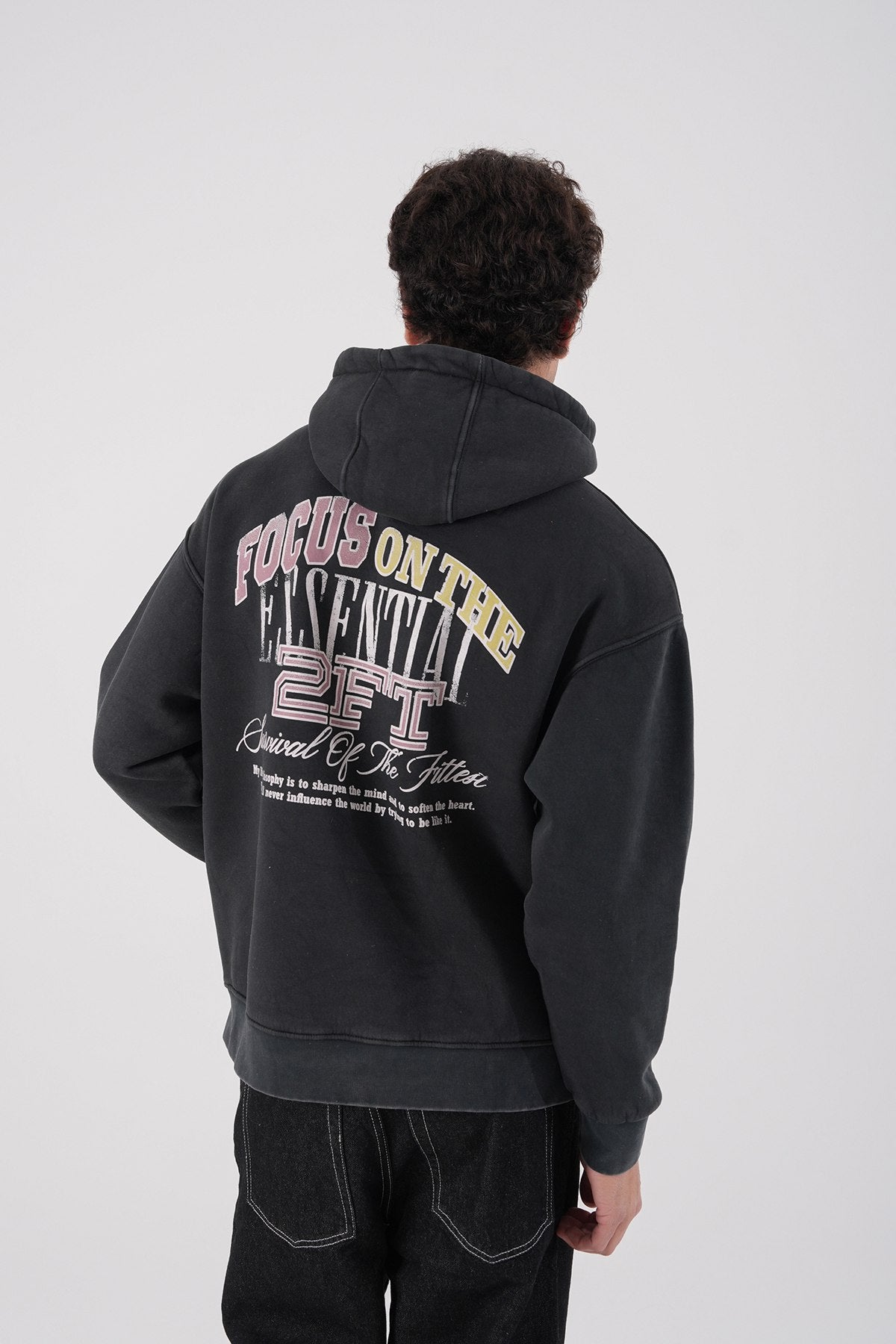 Unisex Washed Graphic Hoodie – "Survival of the Fittest" Print