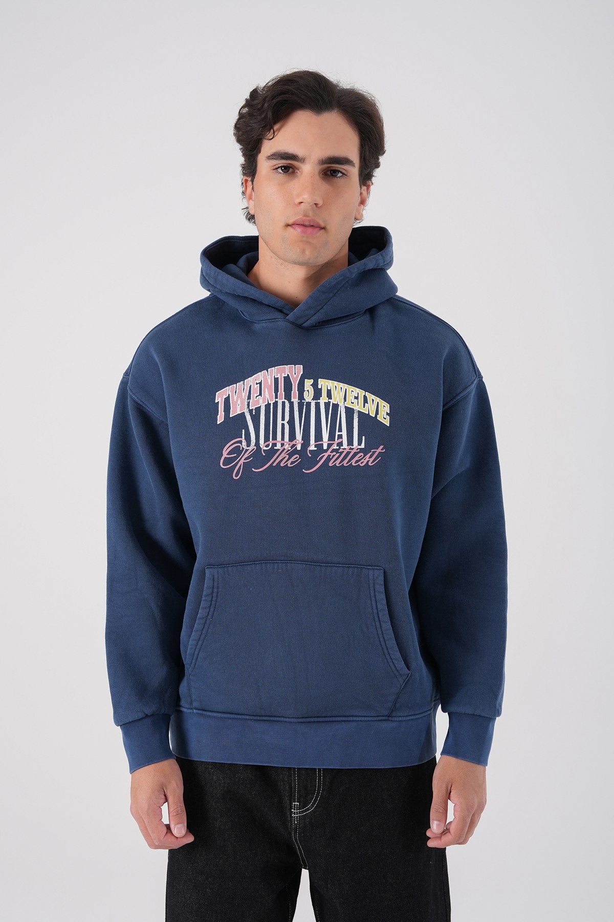 Unisex Washed Graphic Hoodie – "Survival of the Fittest" Print
