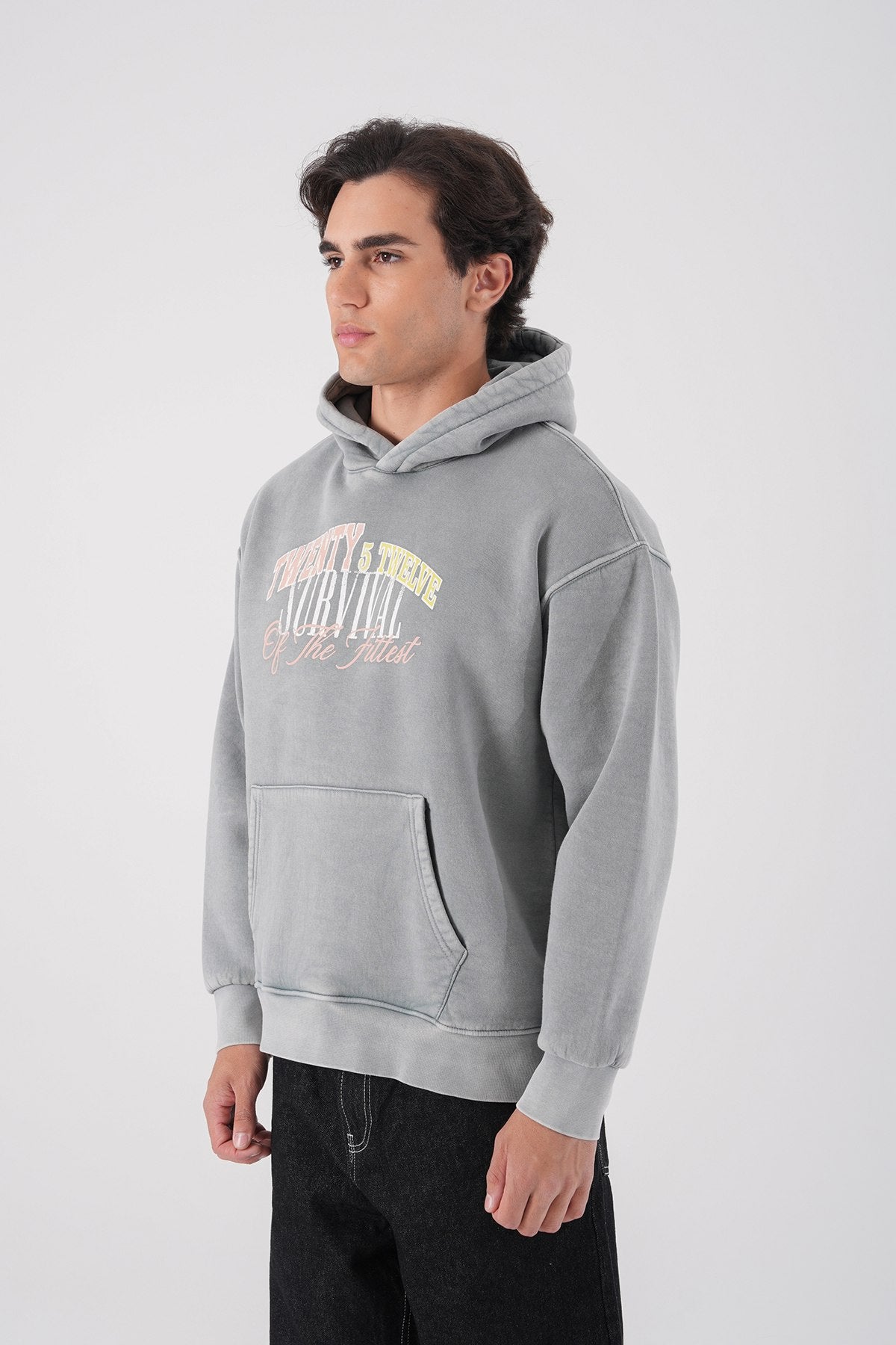 Unisex Washed Graphic Hoodie – "Survival of the Fittest" Print