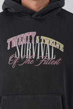 Unisex Washed Graphic Hoodie – "Survival of the Fittest" Print