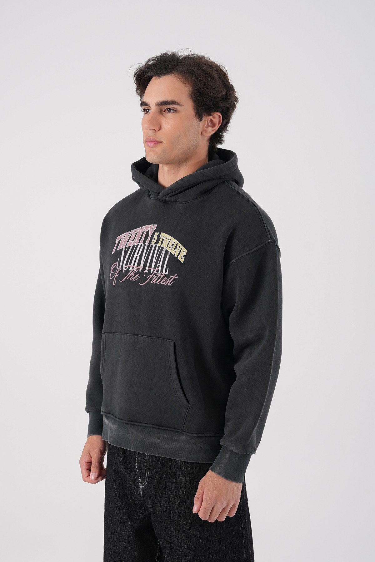 Unisex Washed Graphic Hoodie – "Survival of the Fittest" Print