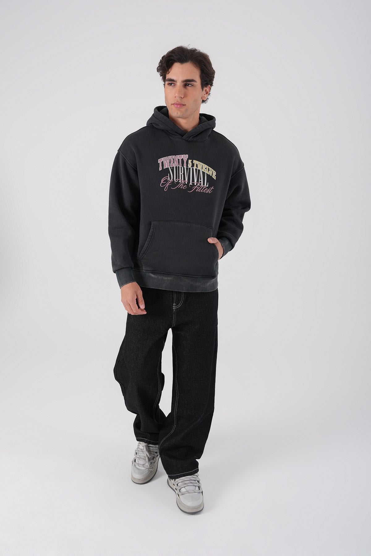 Unisex Washed Graphic Hoodie – "Survival of the Fittest" Print