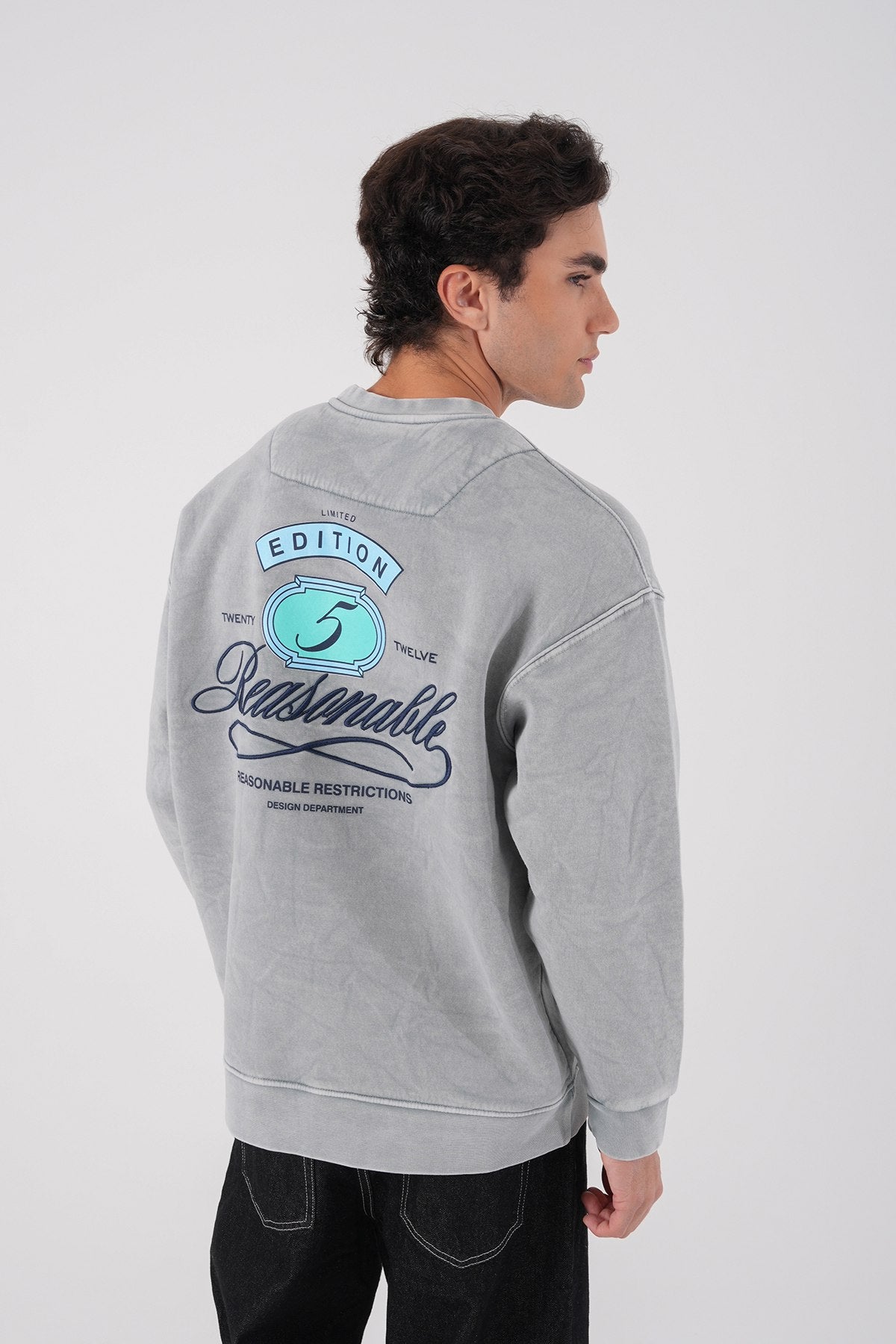Unisex Washed Graphic Sweatshirt – "Reasonable" Back Print
