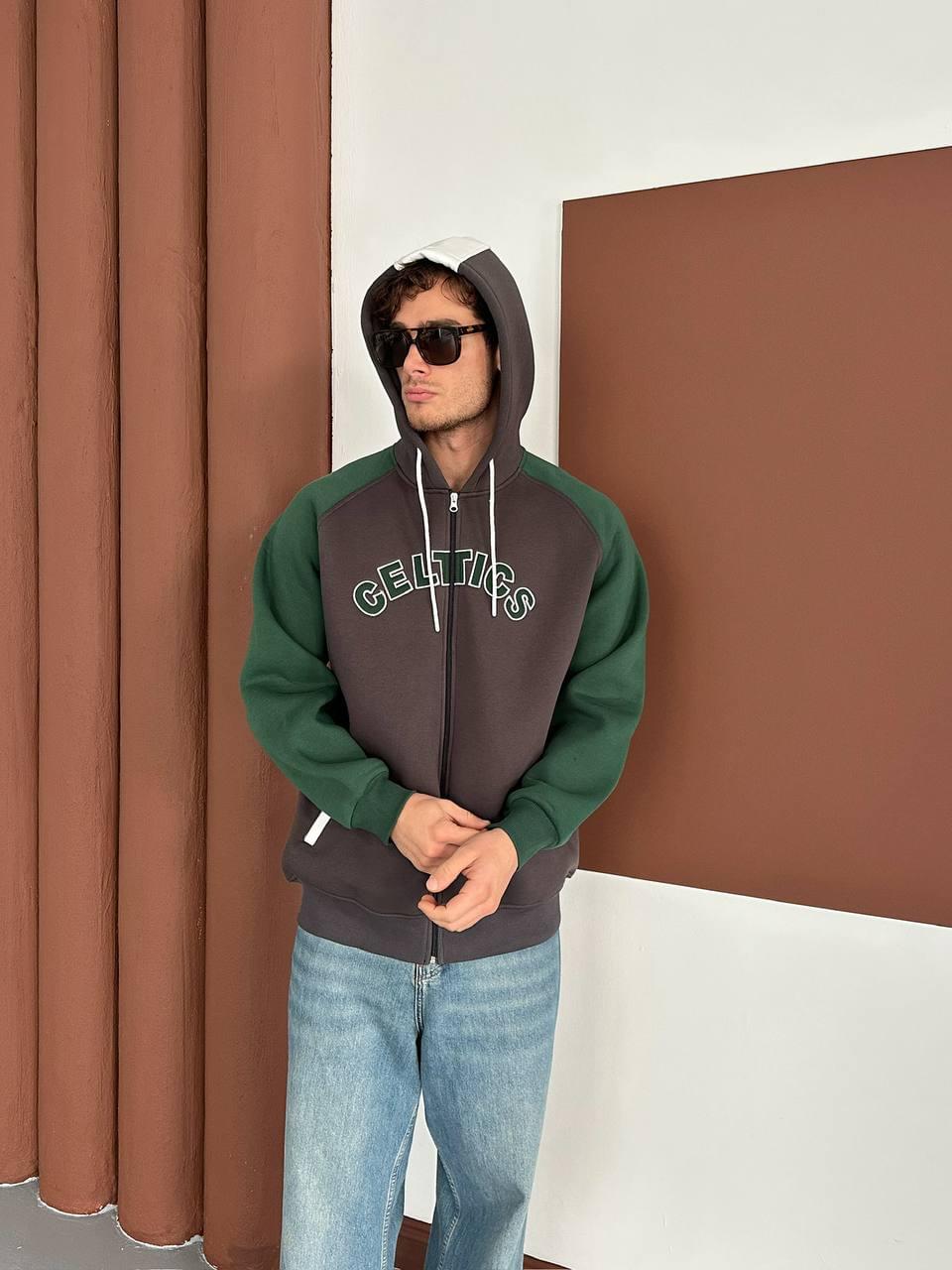 Vintage Boston Celtics Zip-Up Hoodie, Retro NBA Basketball Hoodie.