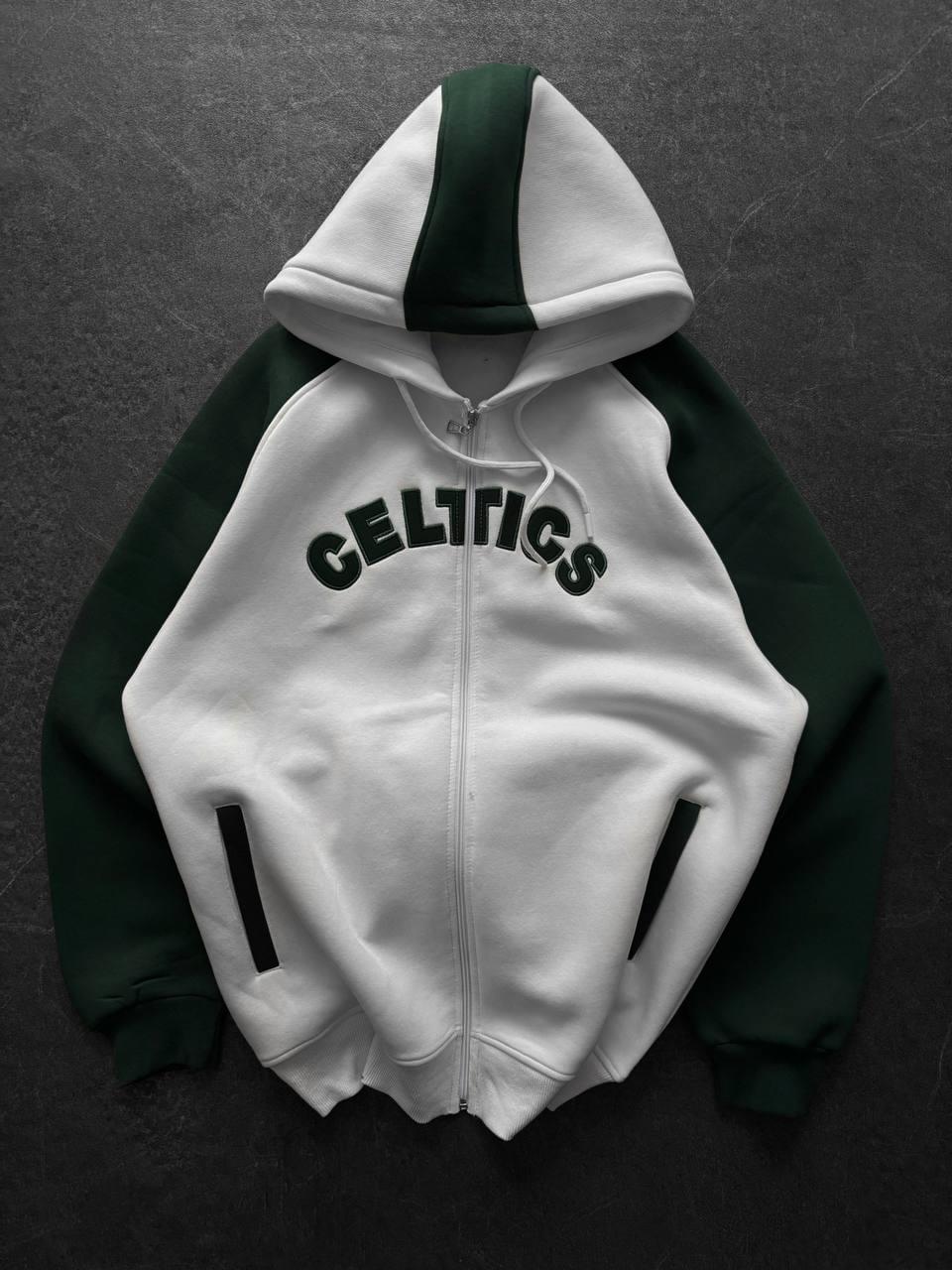 Vintage Boston Celtics Zip-Up Hoodie, Retro NBA Basketball Hoodie.