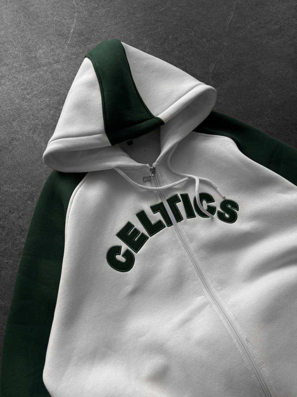 Vintage Boston Celtics Zip-Up Hoodie, Retro NBA Basketball Hoodie.