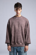 Vintage Washed Crewneck Sweatshirt - Oversized Pullover with Logo